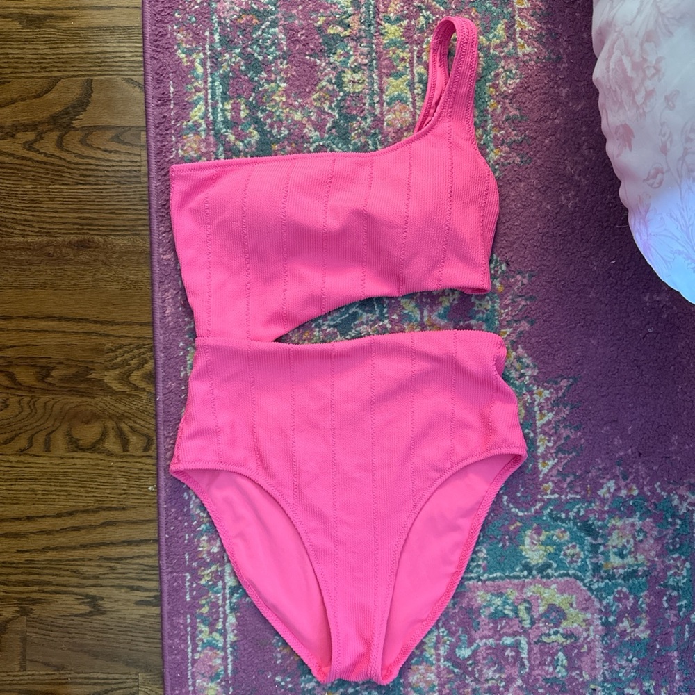 Aerie Vibrant Pink Textured Swimsuit